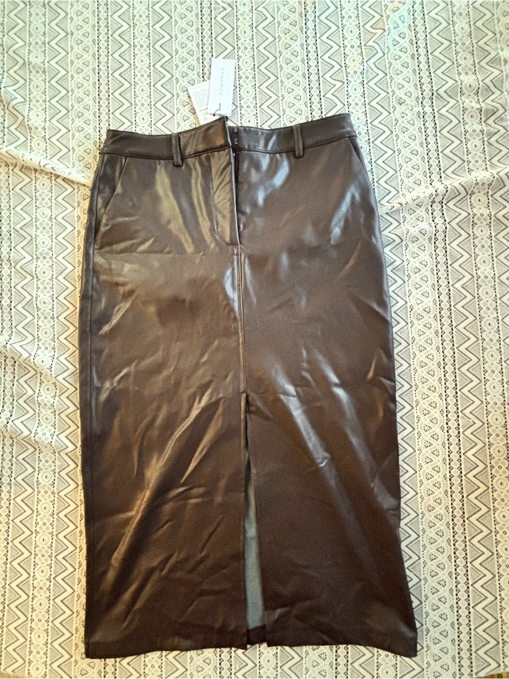 Dynamite Chocolate Faux Leather Skirt